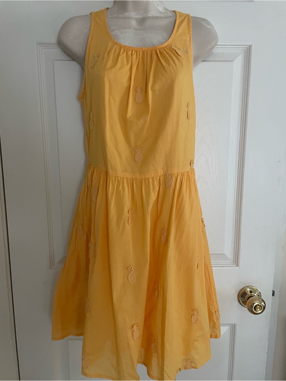 J. Crew Yellow Pineapple Embroidered women’s Sundress